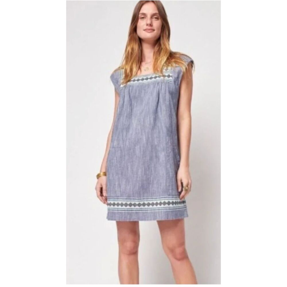 Faherty Hailee Dress – Navy Jacquard – Size Small